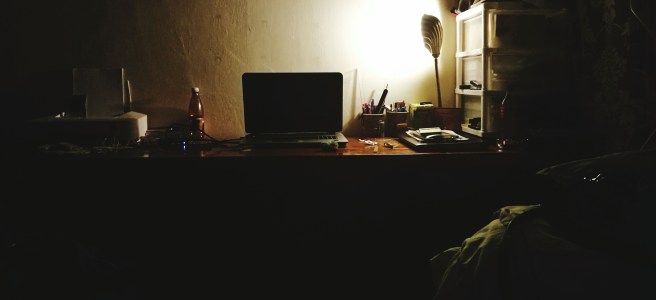 Objects On Table In Darkroom