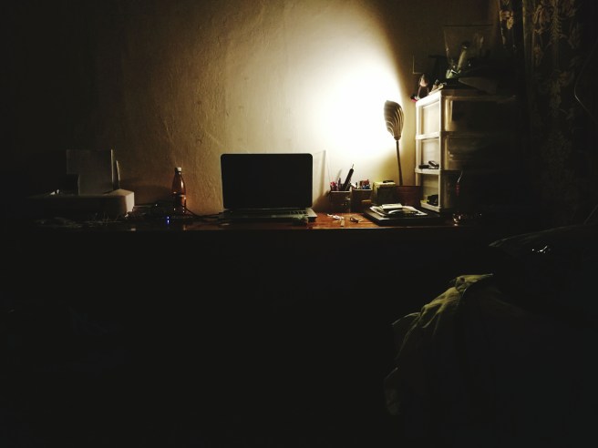 Objects On Table In Darkroom